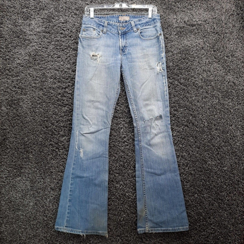 BKE Jeans Women 28x32 Blue Culture Stretch Boot Cut Destroy Ladies Denim Pants